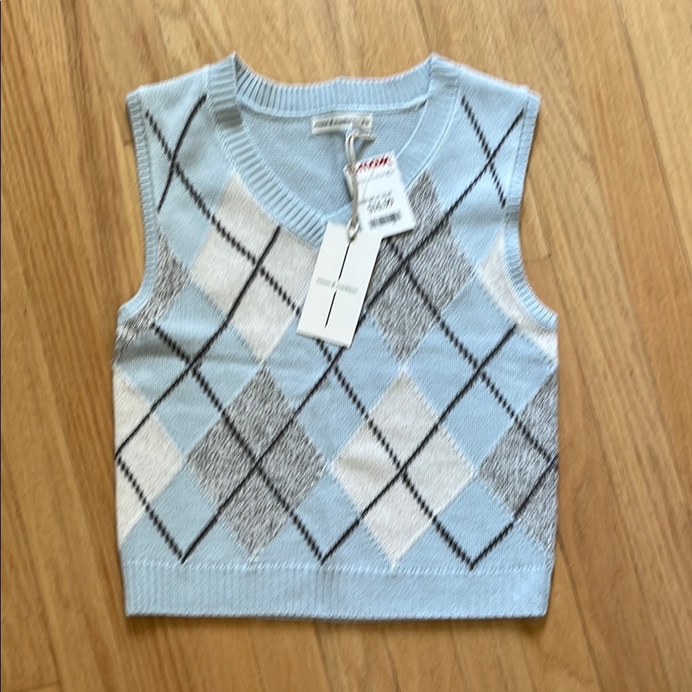Blue Argyle Knit Vest